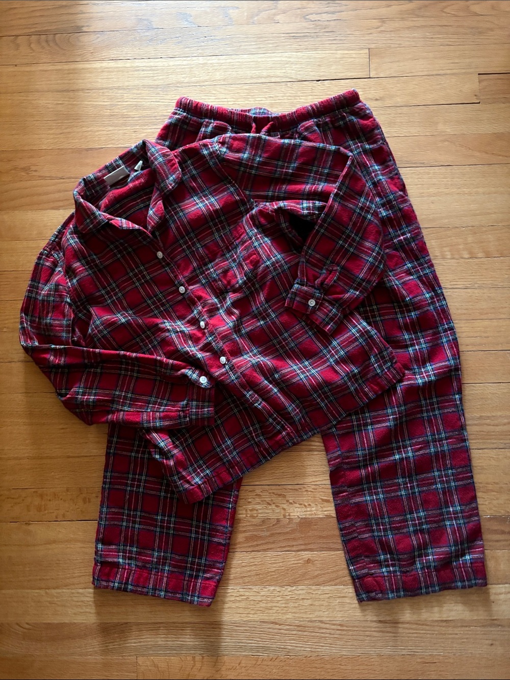 L.L. Bean cotton flannel plaid pajama set petite small
